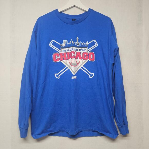 Gildan Chicago Cubs No Place Like Home Blue Long Sleeve T-shirt - Picture 1 of 6